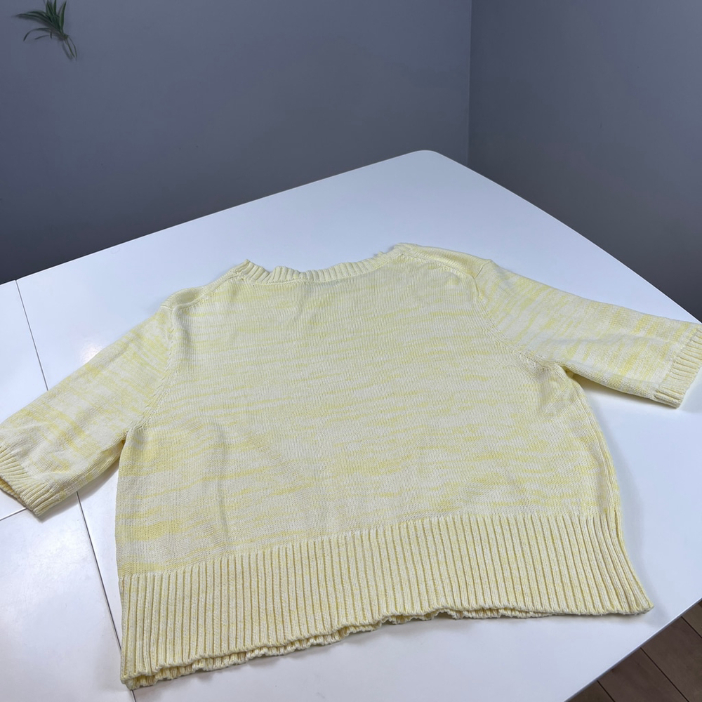 Amaryllis women short sleeve knit top 100% cotton sweater yellow size M - Picture 4 of 8